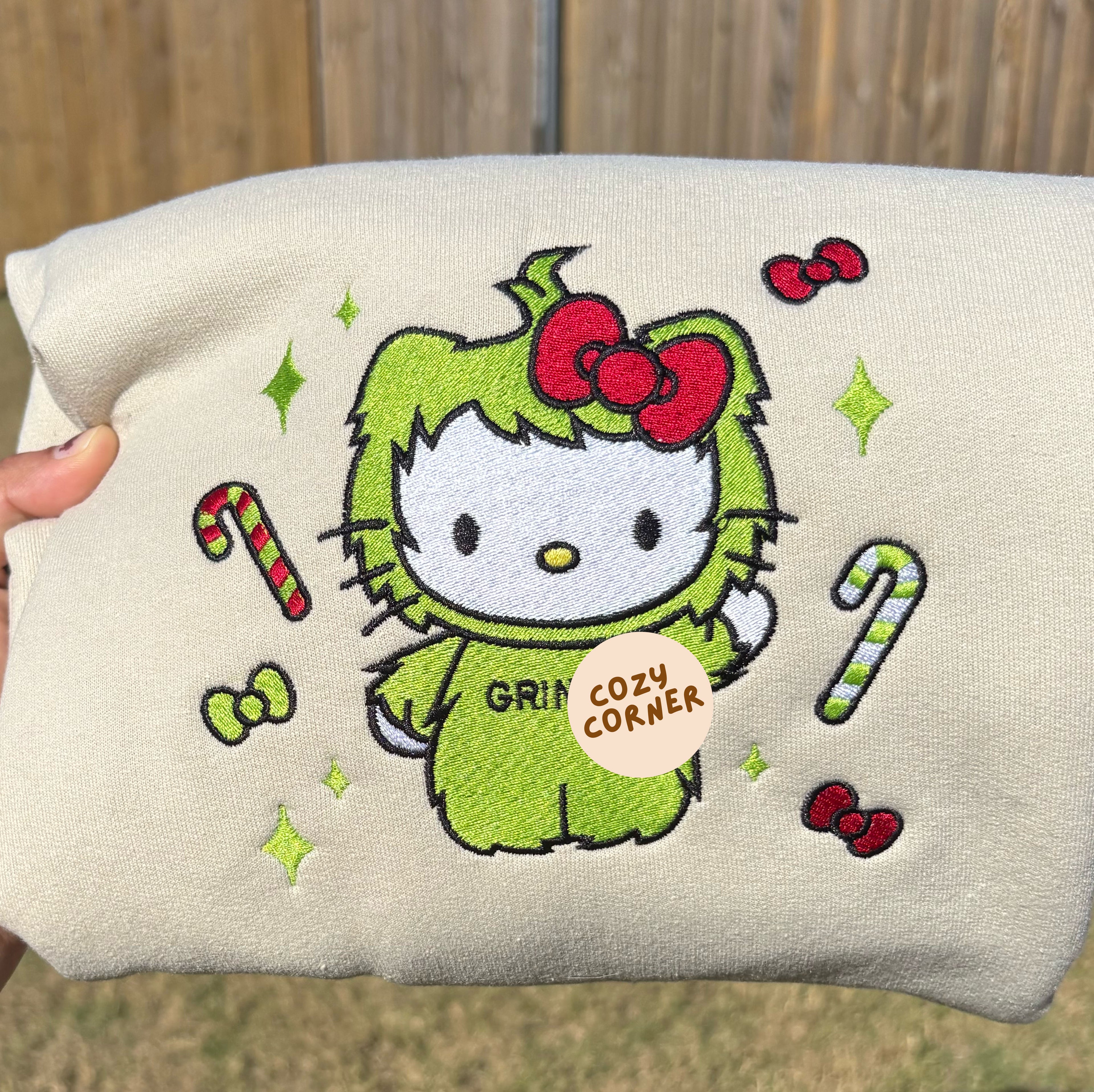 Hello Grinch Embroidered Sweatshirt